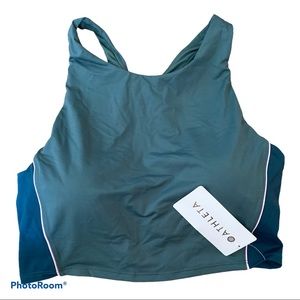 Athleta D-DD Colorblock Crop Bikini Top Green XL